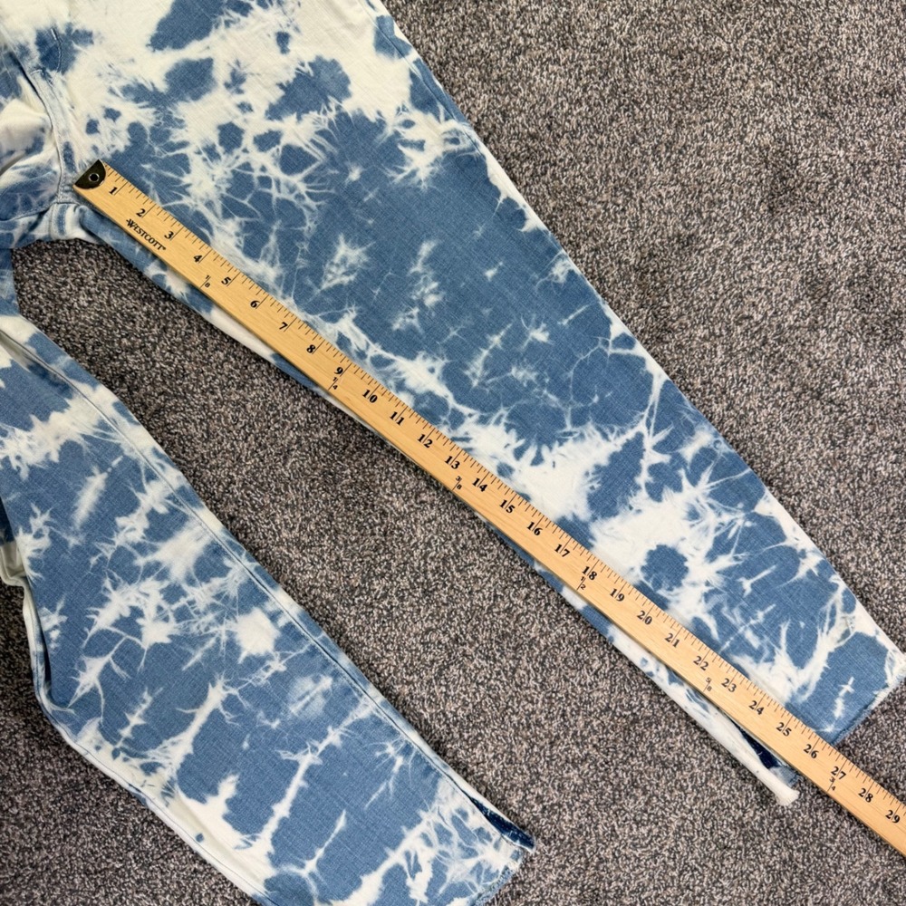 Levis 721 High Rise Skinny Ankle Tie Dye Jeans Blue White Raw Hem Womens 30 - Picture 11 of 13